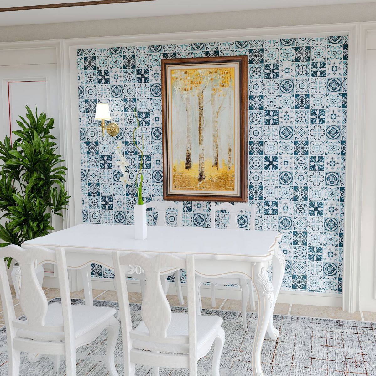 BowLift | Plastic Peel & Stick Tile Square Stain Resistant Wallpaper for Back Wall