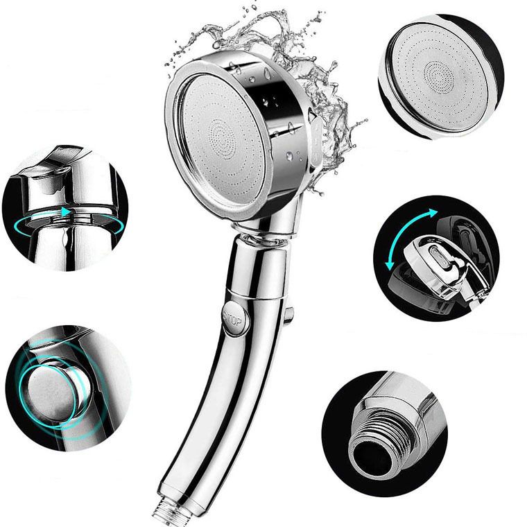 BowLift | Contemporary Hand Shower Head Silver 3 Spray Pattern Wall Mount Shower Head