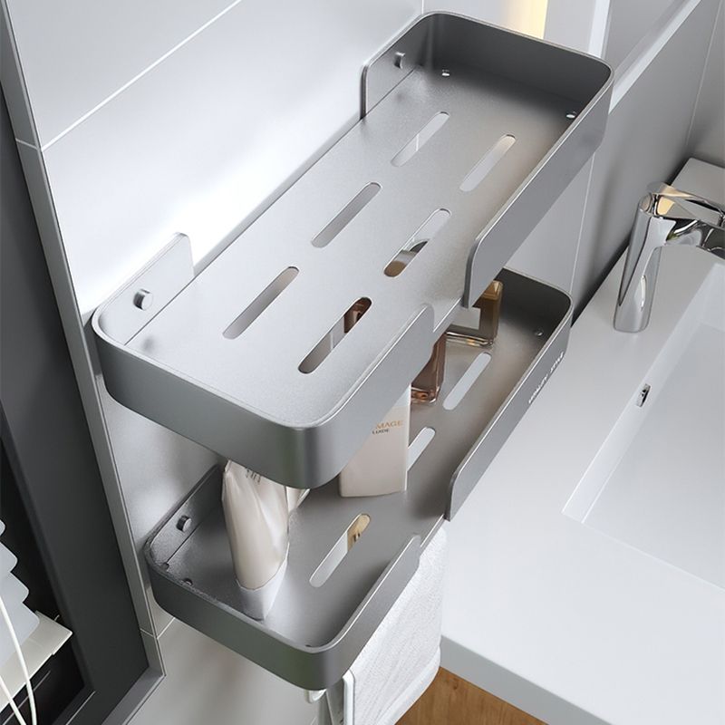 BowLift | 3-piece modern bathroom hardware set aluminum bathroom shelf in gray