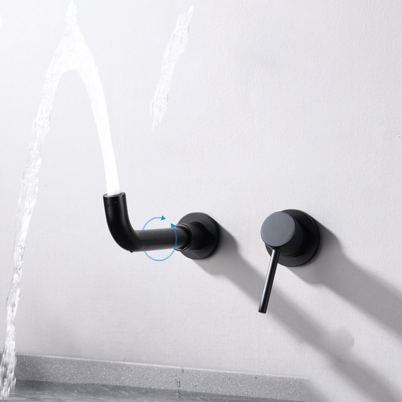 BowLift | Round Single Handle Bathroom Faucet 2-Hole Wall Mounted Bathroom Faucet with Swivel Head