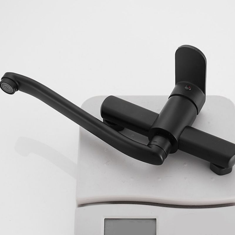 BowLift | Low-Arc Bathtub Filler Black Lever Wall-Mounted Copper Bathtub Filler