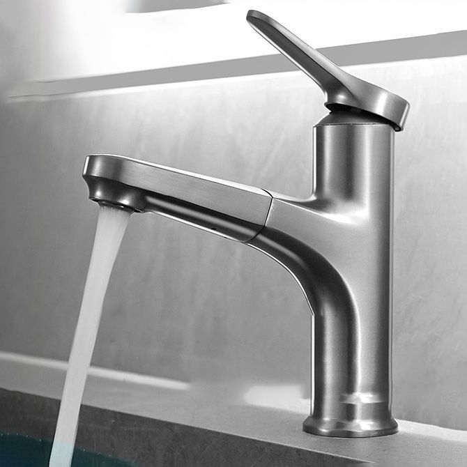 BowLift | Contemporary Bath Faucet Brass Lever Handle Pull-Out Sink Faucet