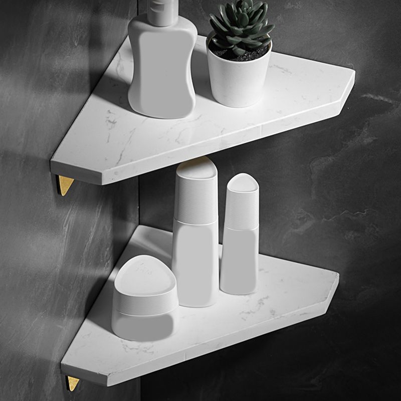 BowLift | Marble 2-piece Bathroom Accessory Set Brushed Metal Bathroom Shelf