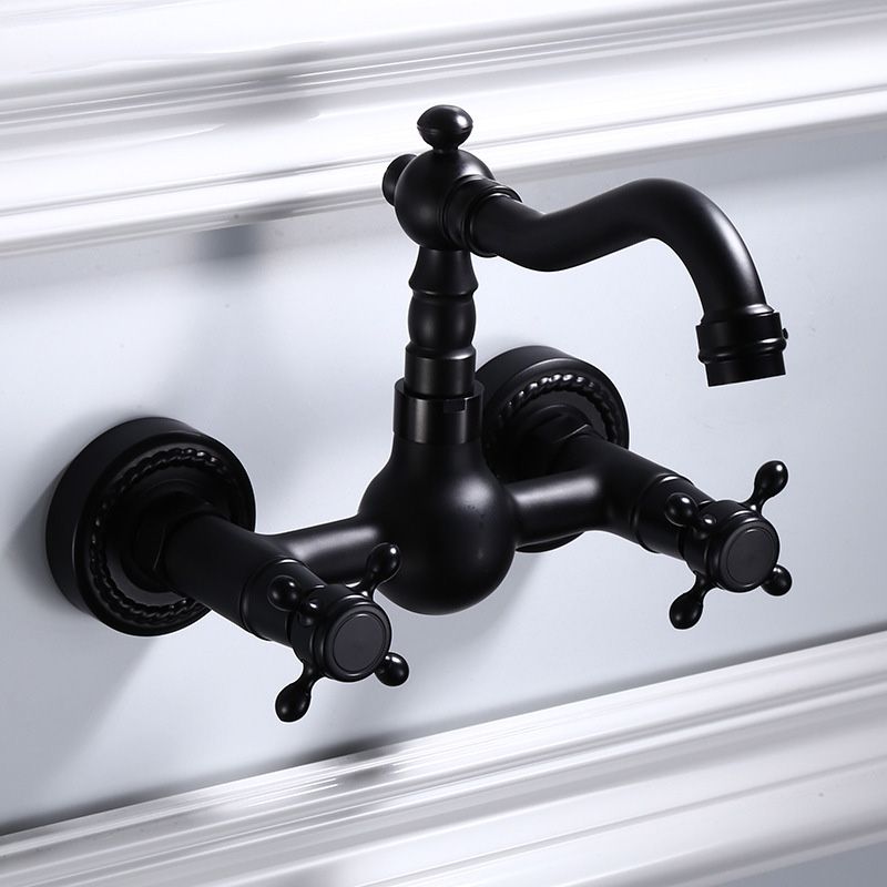 BowLift | Black Wall-Mounted Bathroom Faucet American Classic Widespread Sink Faucet
