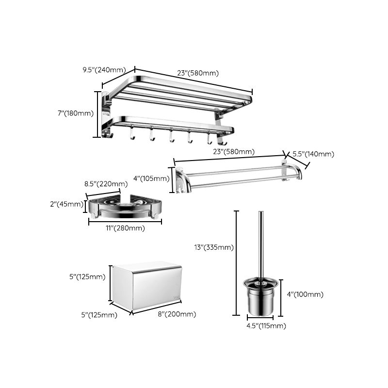 BowLift | Silver/Black Bathroom Hardware Set Modern Bathroom Accessories Hardware Set