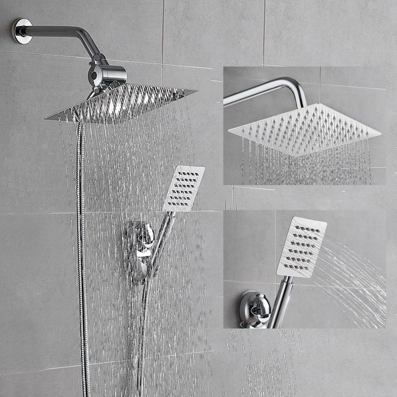 BowLift | Silver Square Double Shower Head Modern Water Filtration Wall Mounted Shower Head