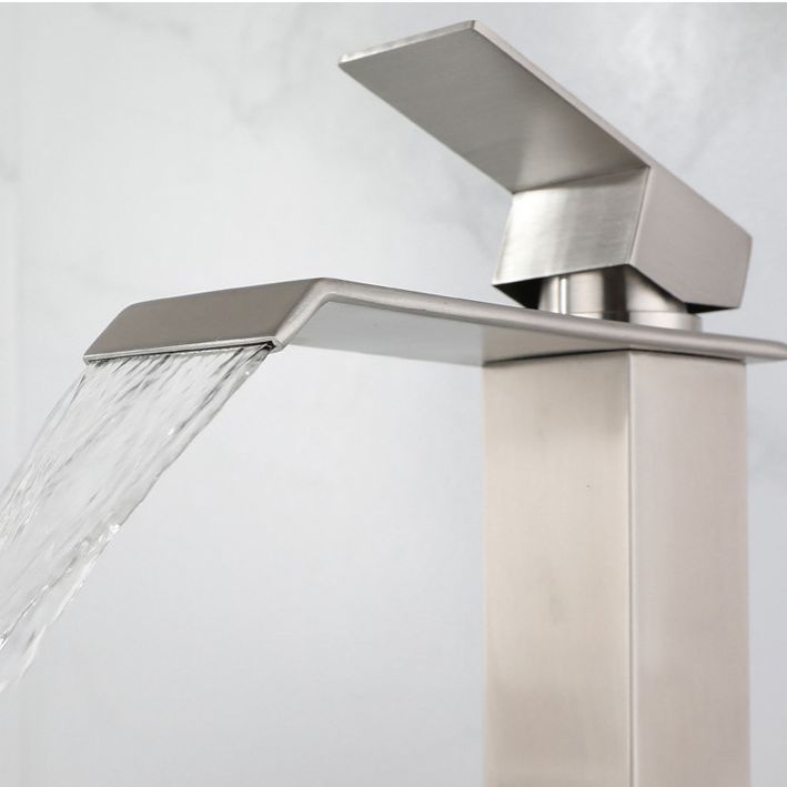 BowLift | Industrial Faucets Faucet Stainless Steel Lever Handles Waterfall Spout Bathroom Faucet