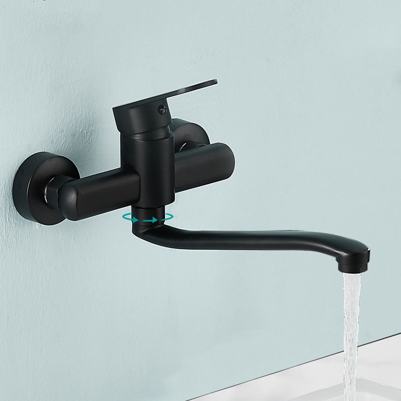 BowLift | Low-Arc Bathtub Filler Black Lever Wall-Mounted Copper Bathtub Filler