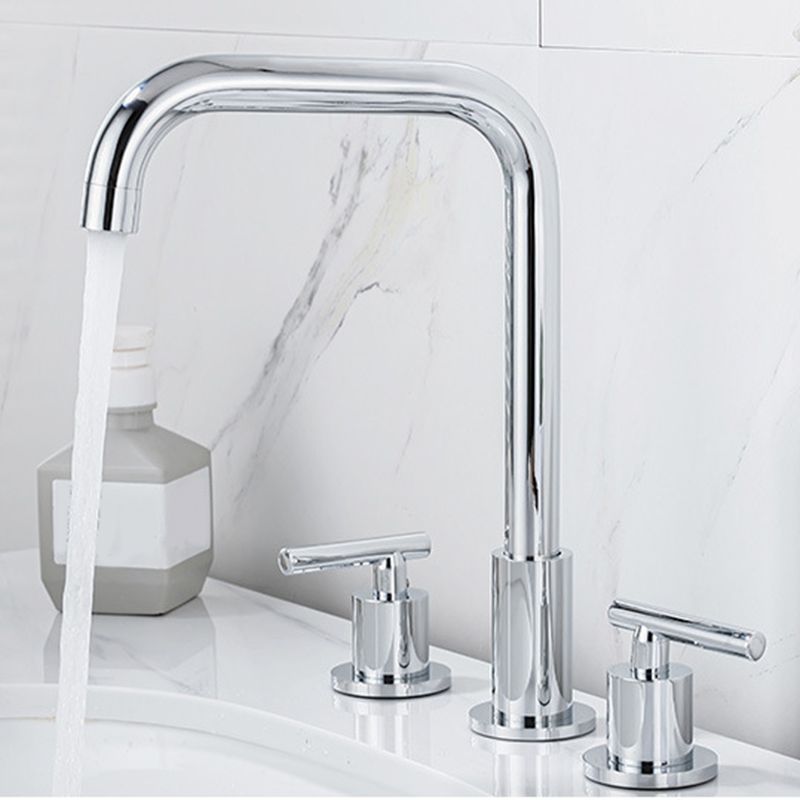 BowLift | Modern 2-Handle Bathroom Sink Faucet 3-Hole Widespread Bathroom Faucet