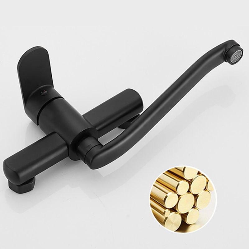 BowLift | Low-Arc Bathtub Filler Black Lever Wall-Mounted Copper Bathtub Filler