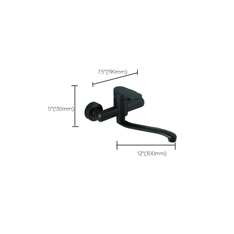 BowLift | Low-Arc Bathtub Filler Black Lever Wall-Mounted Copper Bathtub Filler