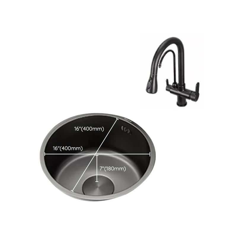 BowLift | Kitchen Sink Round Single Bowl Color and Scratch Resistant Under-mounted Stainless Steel Kitchen Sink