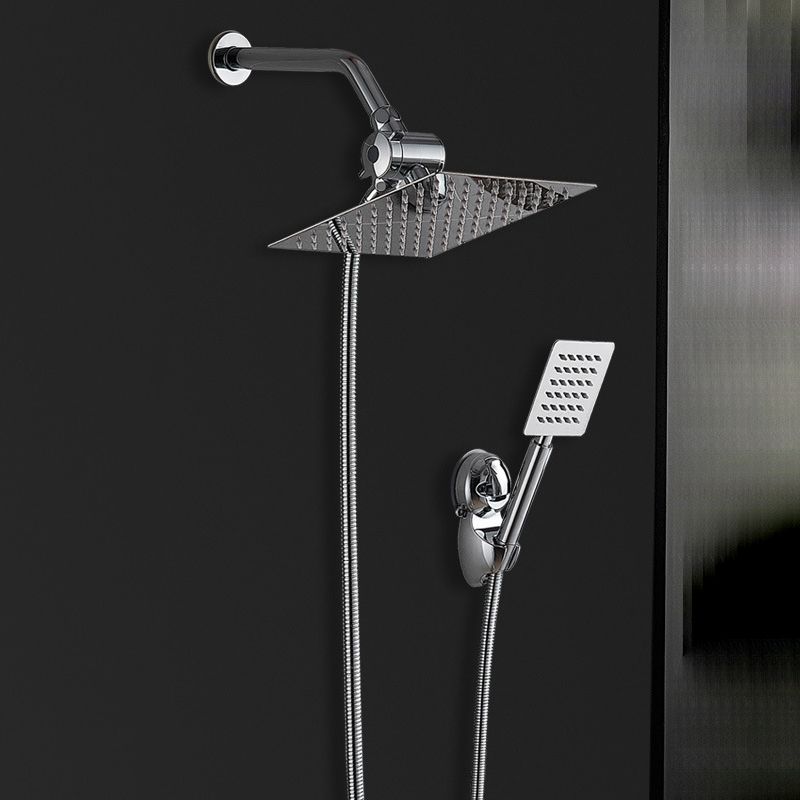 BowLift | Silver Square Double Shower Head Modern Water Filtration Wall-Mounted Shower Head