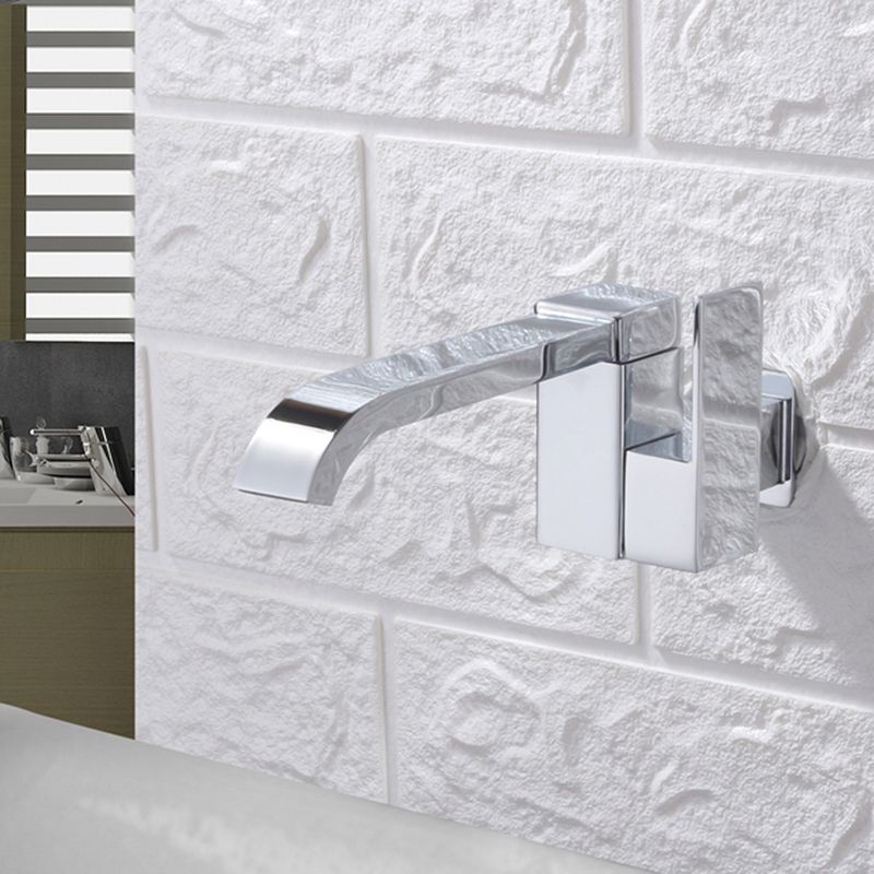 BowLift | Contemporary Wall Mounted Bathroom Faucet Lever Handles Low Arc Swivel Brass Faucet