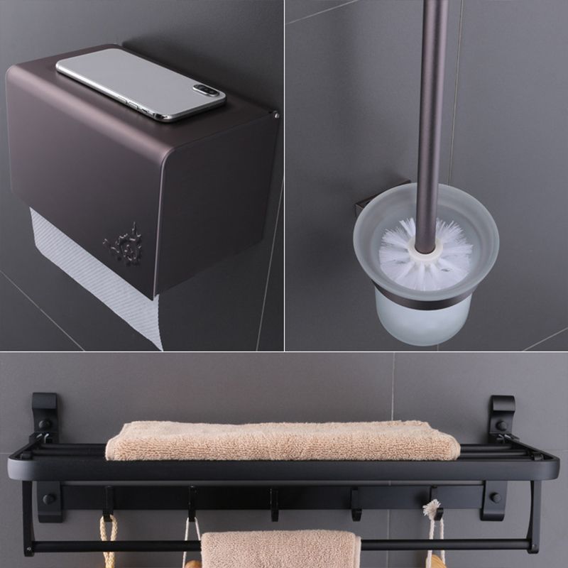BowLift | 6-piece modern bathroom hardware set made of aluminum with towel holder/paper holder