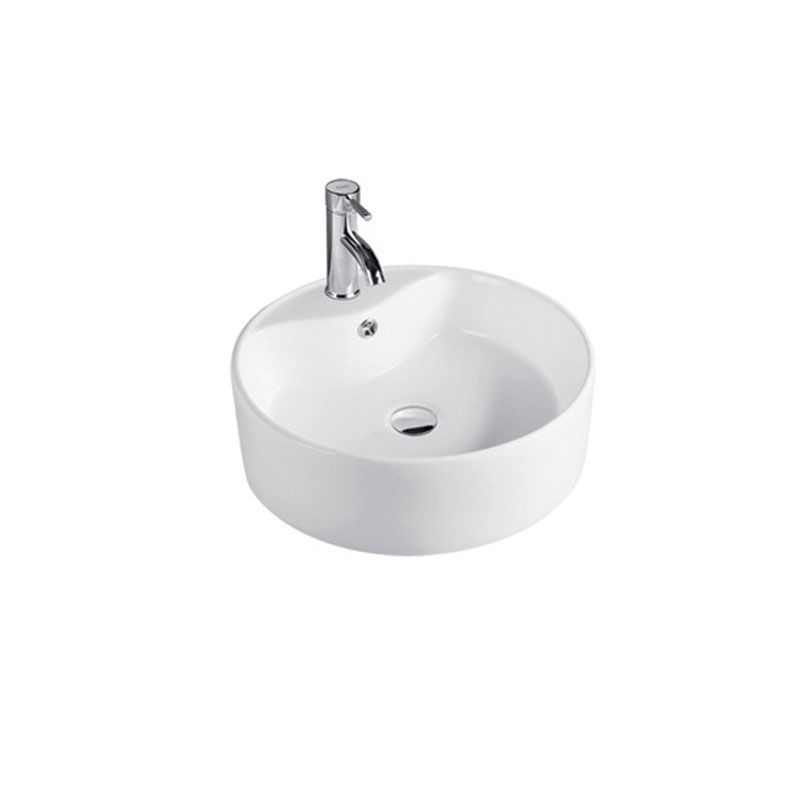 BowLift | Contemporary Sink Porcelain Water Trough with Round Shape (Faucets Not Included)