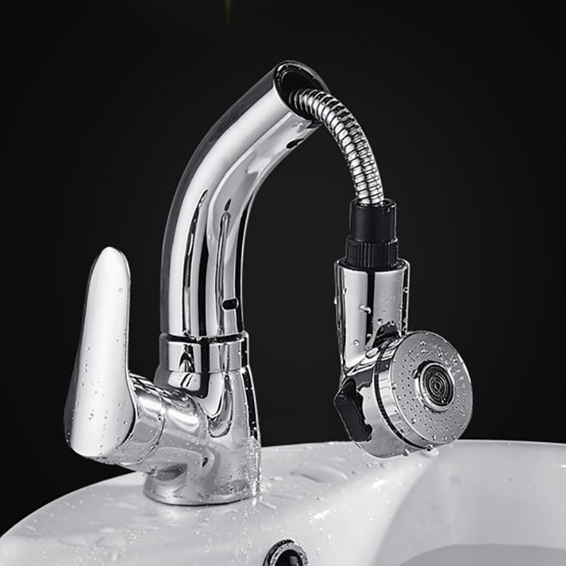 BowLift | Vessel Sink Bathroom Faucet with Swiveling Spout Single Lever Faucet with Pull-Out Spray