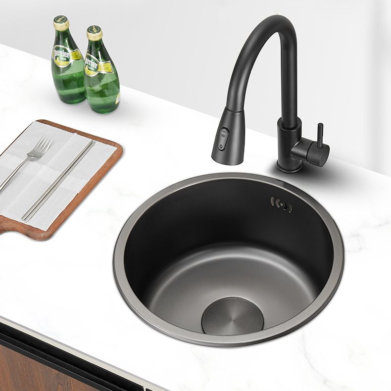 BowLift | Kitchen Sink Round Single Bowl Color and Scratch Resistant Under-mounted Stainless Steel Kitchen Sink