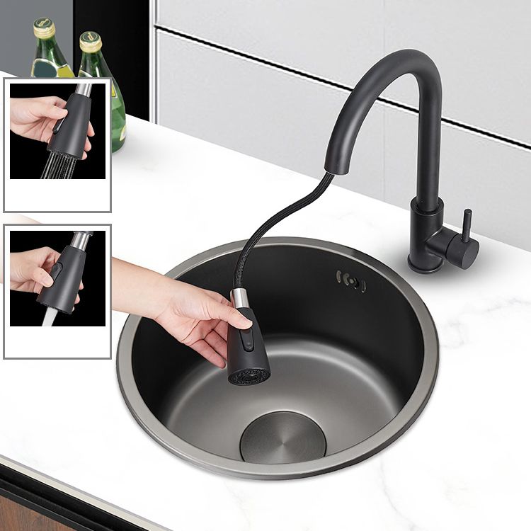 BowLift | Kitchen Sink Round Single Bowl Color and Scratch Resistant Under-mounted Stainless Steel Kitchen Sink