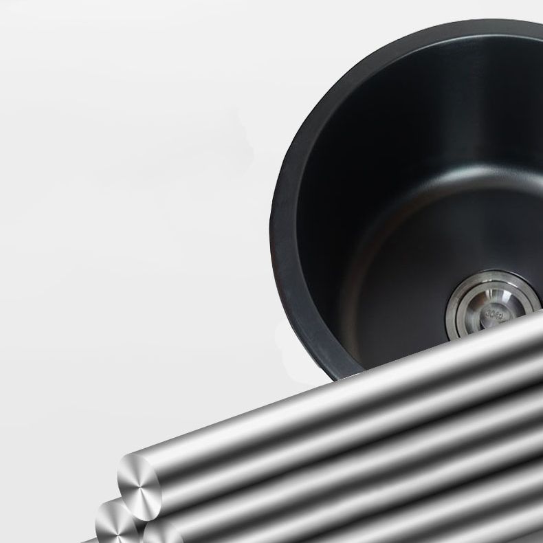 BowLift | Stainless Steel Round Sink in Black Single Basin Undermount Sink with Basket Strainer