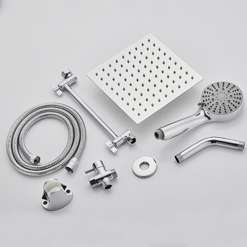 BowLift | Silver Square Fixed Shower Head Modern Style Wall Mounted Shower Head