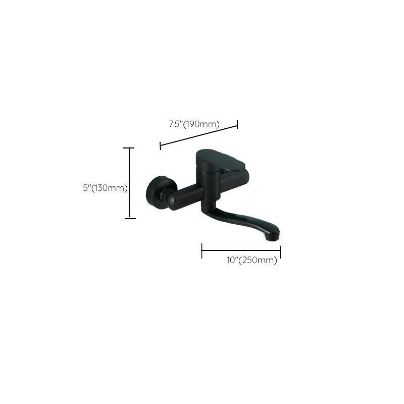 BowLift | Low-Arc Bathtub Filler Black Lever Wall-Mounted Copper Bathtub Filler