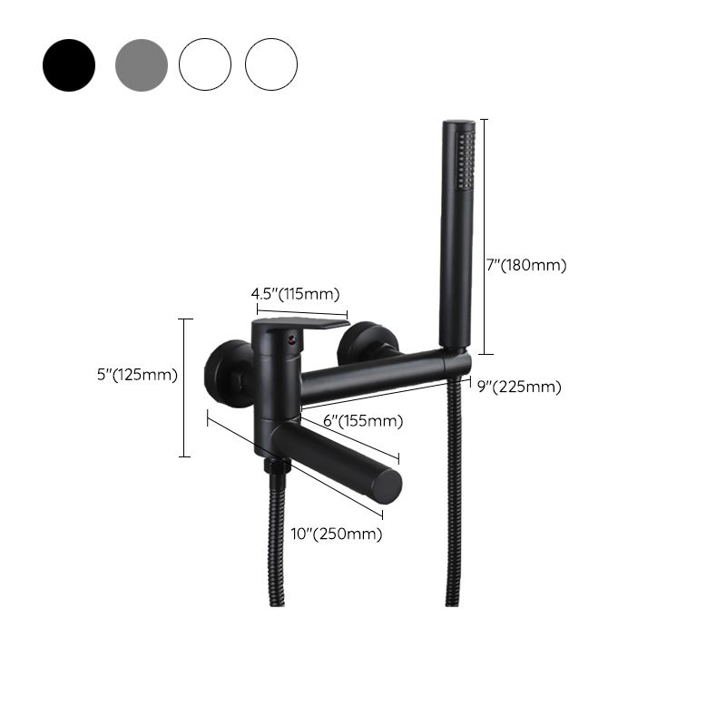 BowLift | Lever Handle Bathtub Faucet Wall Mount Shower Hose Swivel Spout Bathtub Filling with Hand Shower