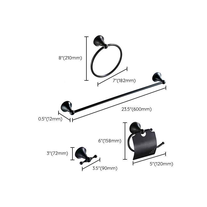 BowLift | Metal Bathroom Set 4-piece Traditional Style Black Bathroom Accessory Set