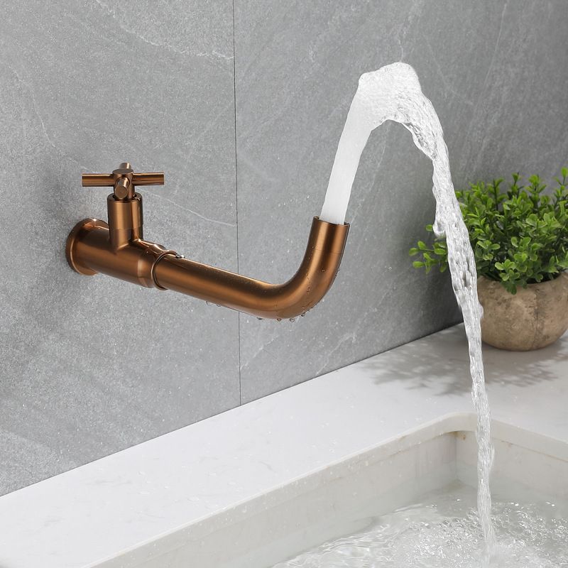 BowLift | Contemporary Vessel Water Faucet Stainless Steel Cross Handles Wall Mounted Bathroom Faucet