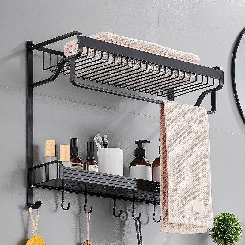 BowLift | Black / Silver Bathroom Accessories Aluminum Hardware Set Bathroom Shelf