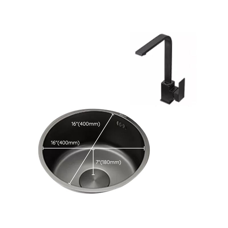 BowLift | Kitchen Sink Round Single Bowl Color and Scratch Resistant Under-mounted Stainless Steel Kitchen Sink