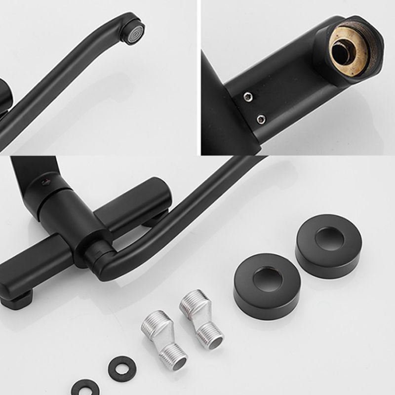 BowLift | Low-Arc Bathtub Filler Black Lever Wall-Mounted Copper Bathtub Filler