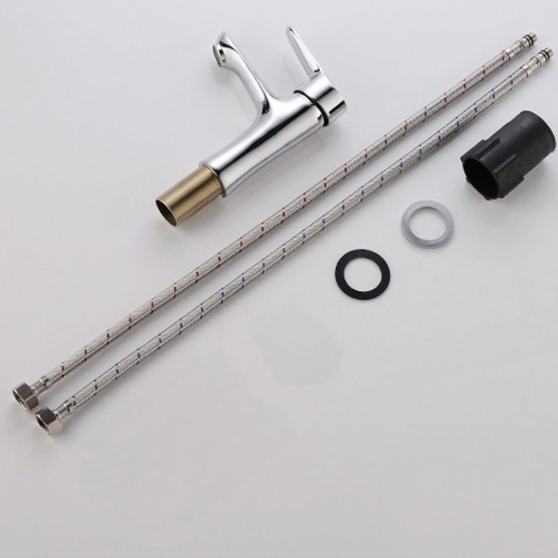 BowLift | Basic Metal Sink Faucet Silver Bathroom Faucet with Lever Handle