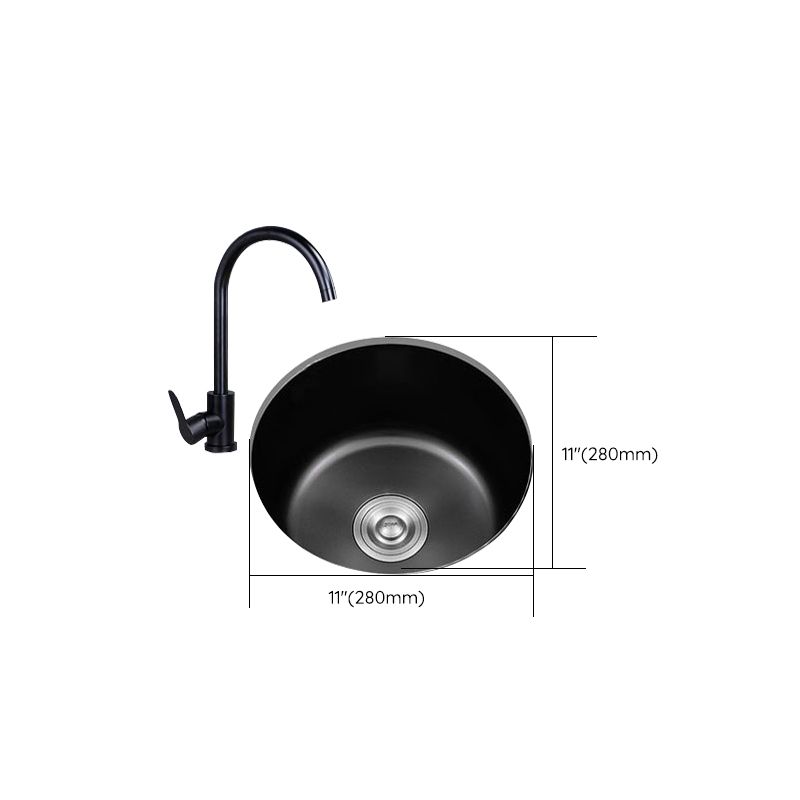 BowLift | Stainless Steel Round Sink in Black Single Basin Undermount Sink with Basket Strainer