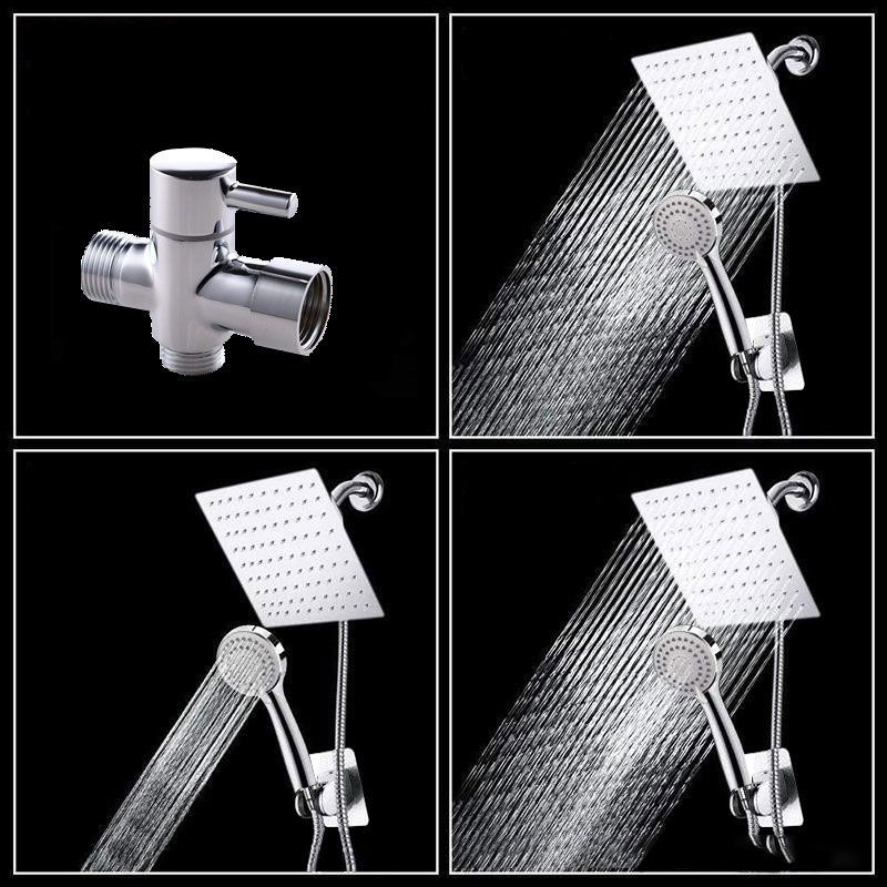 BowLift | High Pressure 8 Inch Shower Set 3-Function Hand Shower Stainless Steel Square Ceiling Shower Head