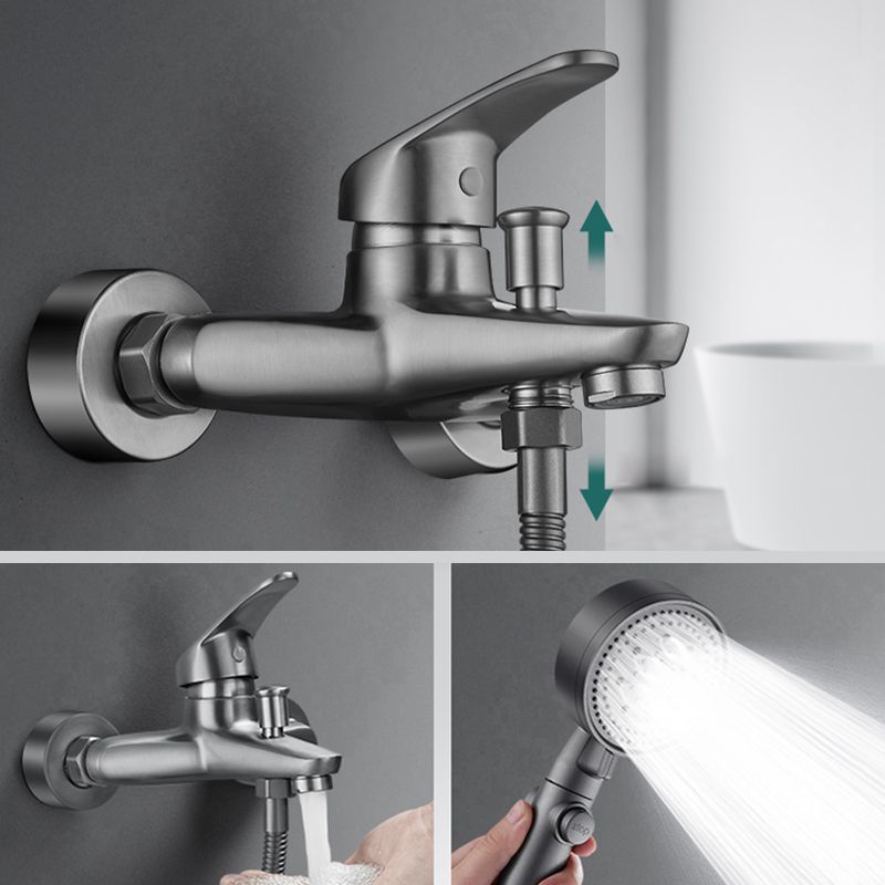BowLift | Low Arch Bathtub Faucet Hose Wall-Mounted Single Lever Tub Filler with Hand Shower