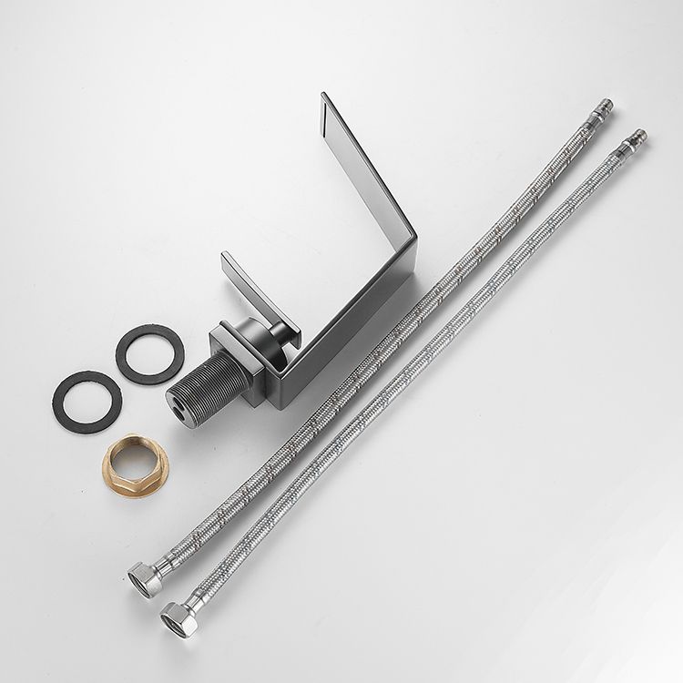 BowLift | Metal Waterfall Spout Sink Faucet Lever Handles Vessel Sink Faucet
