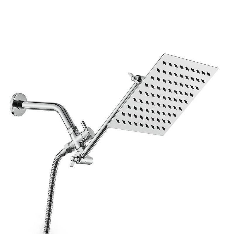 BowLift | Silver Square Fixed Shower Head Modern Style Wall Mounted Shower Head