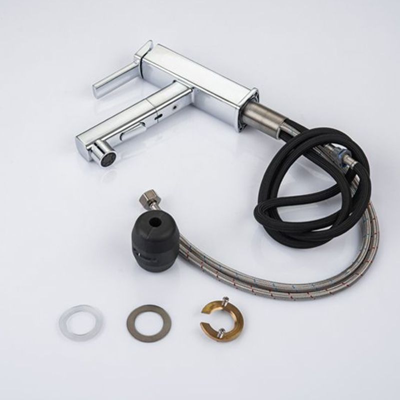 BowLift | Contemporary Vessel Sink Faucet Copper Single Handle Low Arc Pull Down Vessel Faucet