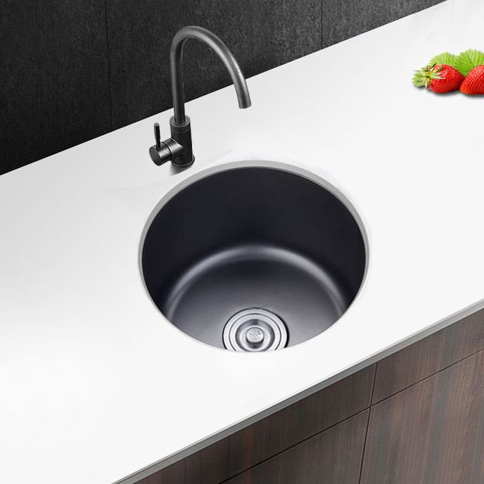 BowLift | Stainless Steel Round Sink in Black Single Bowl Undermount Sink with Basket Filter