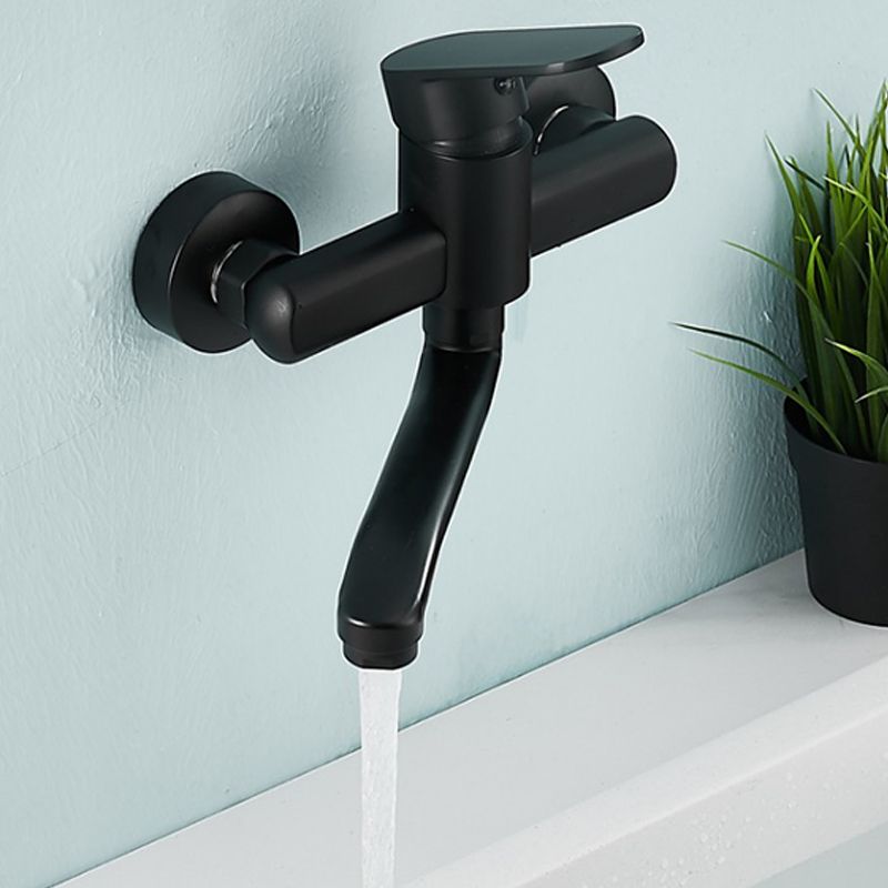 BowLift | Low-Arc Bathtub Filler Black Lever Wall-Mounted Copper Bathtub Filler