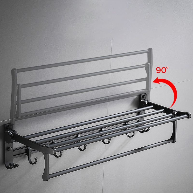 BowLift | 6-piece modern bathroom hardware set in matte black with bathroom shelf/towel holder & bathrobe hooks