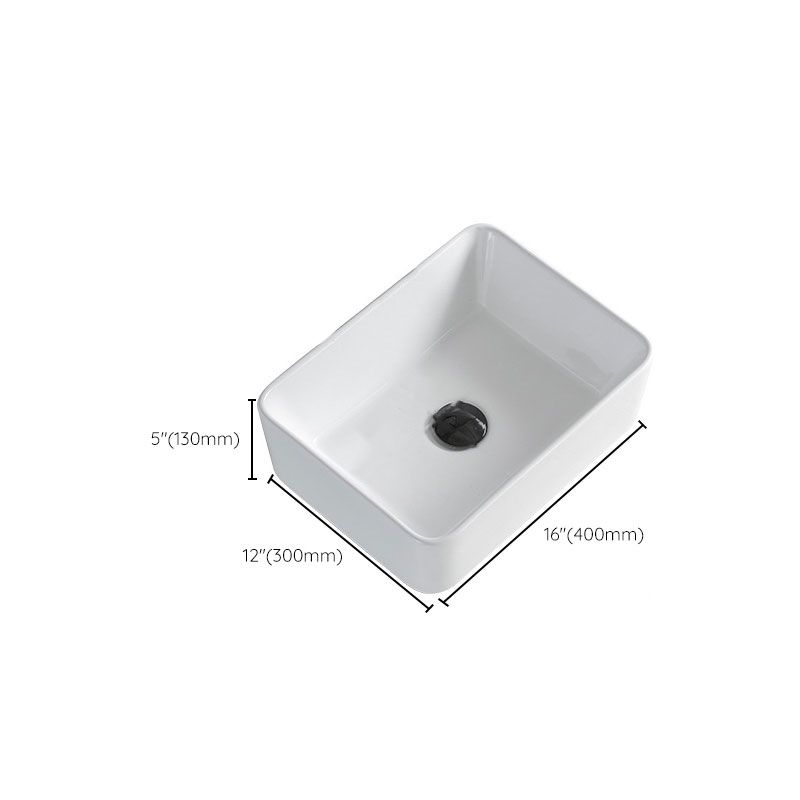 BowLift | Contemporary Bathroom Sink Porcelain Rectangular Vessel Sink Sink Only