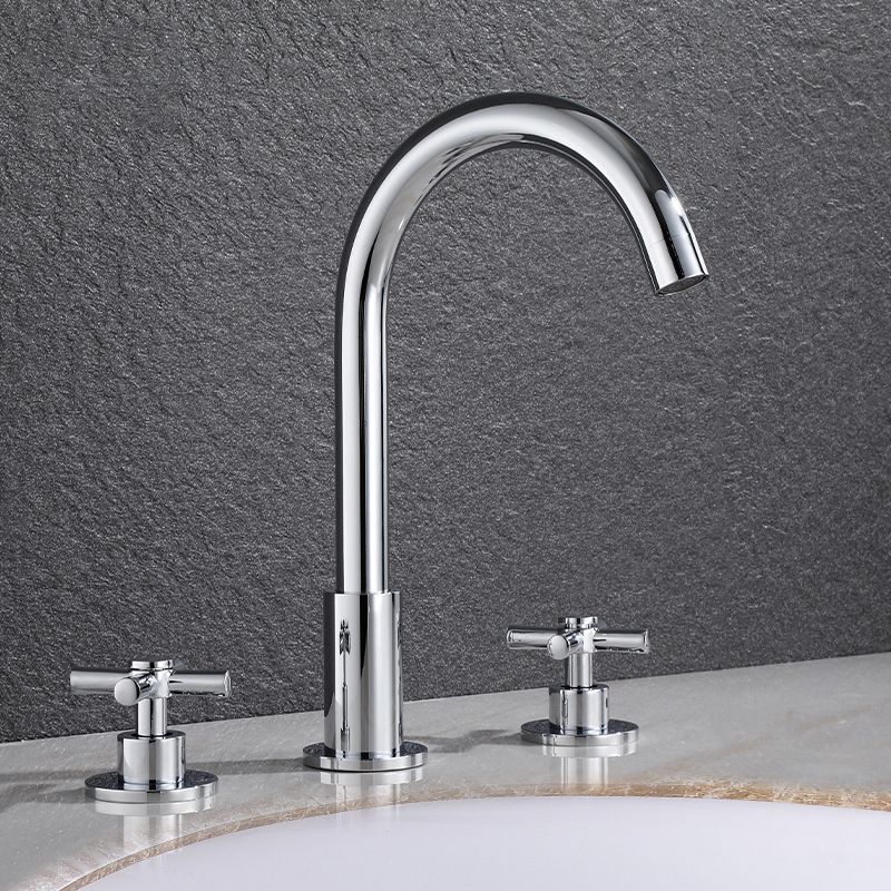 BowLift | Goose Neck Bathroom Basin Faucet 2 Handles Hot and Cold Water Basin Faucet with Drain