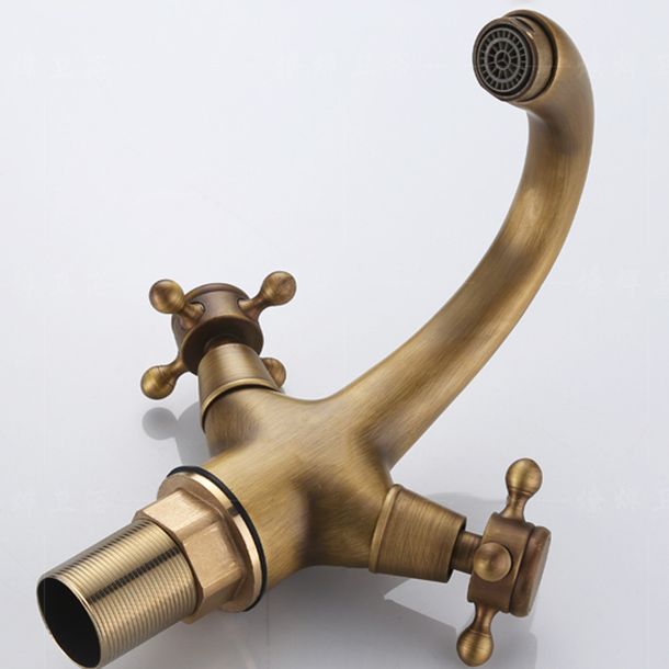 BowLift | Button Handle Widespread Bathroom Faucet Industrial Sink Faucet