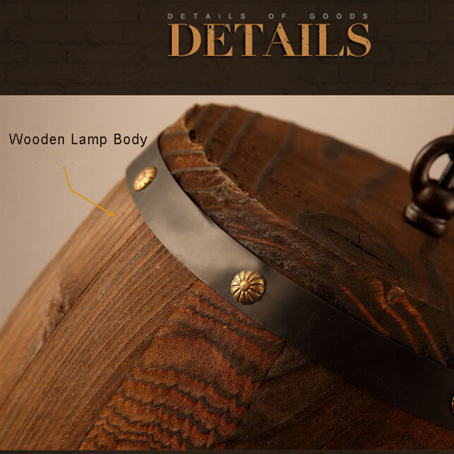 BowLift | BarrelGlow Vintage Pendant Light | Wood Wine Barrel Design | 1-bulb | Rustic Lighting