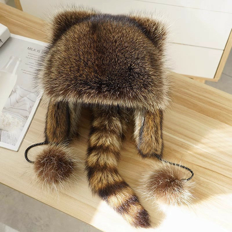 BowLift | Cute Faux fur Raccoon Tail Parent-Child Plush Hat