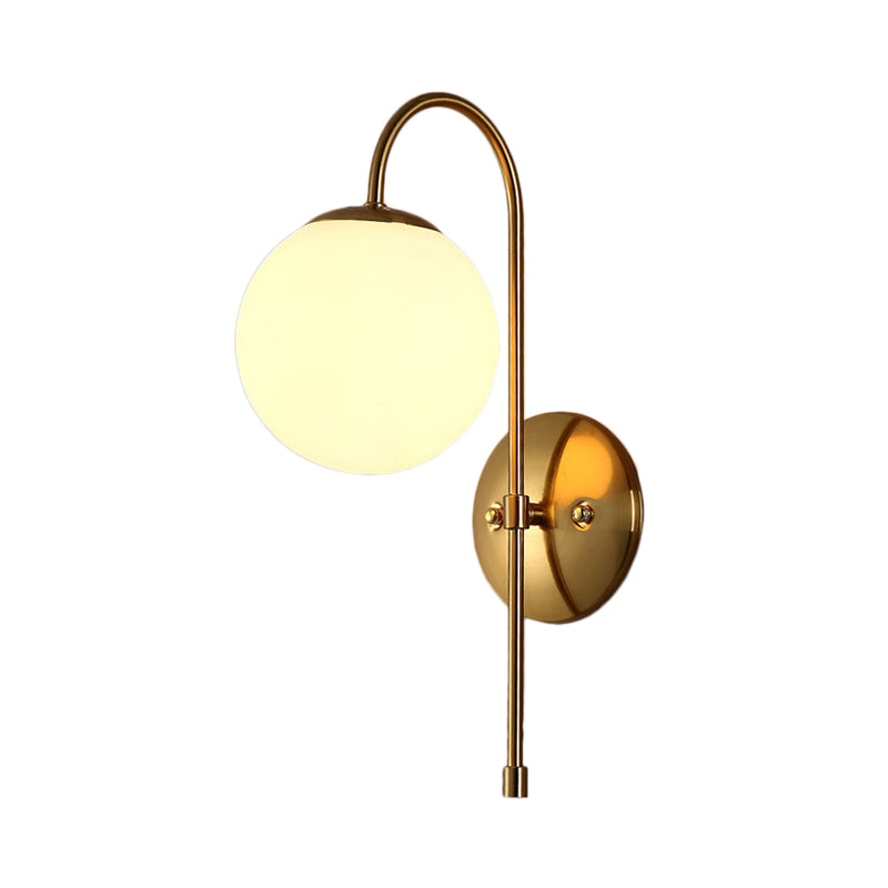 BowLift | Brass Globe Wall Lamp Modern Opal Glass 1 Light Coffee House Wall Lamp Fixture
