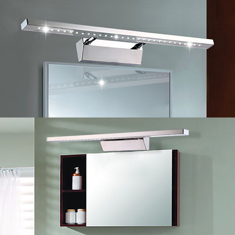 BowLift | Rectangular Interior Mirror Light Stainless Steel 16"/19.5" W LED Modern Wall-Mounted Light in Chrome, Warm/White Lighting