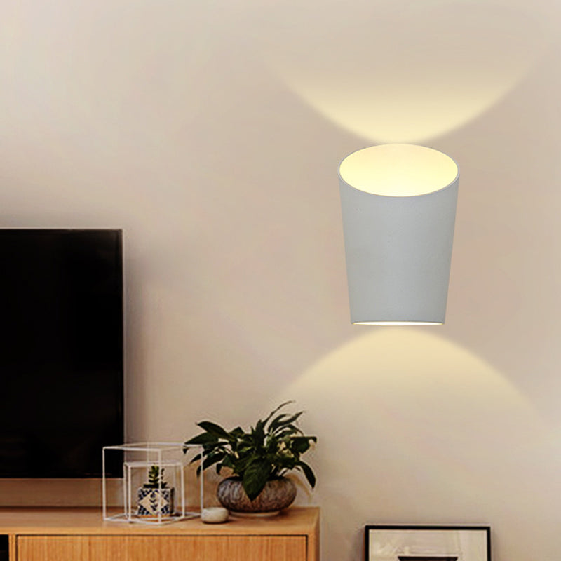 BowLift | Minimalistic Tube Metal Wall Lamp Integrated LED Wall Light in White for Bedroom, Warm/White Lighting